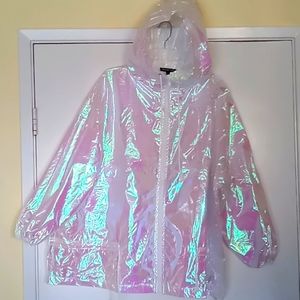 Iridescent rain coat
